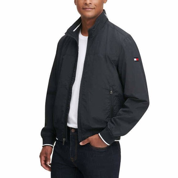 BLACK Tommy Hilfiger Men's Bomber Jacket - Picture 4 of 7